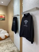 Balenciaga Love Heart Wireless Print Hooded Sweatshirt Black - 图片 3