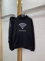 Balenciaga Love Heart Wireless Print Hooded Sweatshirt Black - 图片 5