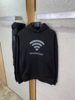 Balenciaga Love Heart Wireless Print Hooded Sweatshirt Black - 图片 7
