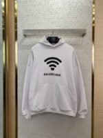 Balenciaga Love Heart Wireless Print Hooded Sweatshirt White