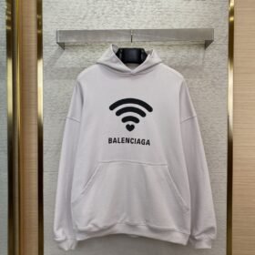 Balenciaga Love Heart Wireless Print Hooded Sweatshirt White