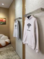 Balenciaga Love Heart Wireless Print Hooded Sweatshirt White - 图片 3