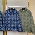 LV diamond check reversible lambswool zip-up jacket green