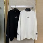 Balenciaga Logo Embroidered Crew Neck Sweater Black