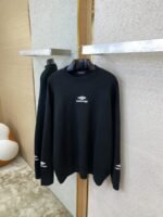 Balenciaga Logo Embroidered Crew Neck Sweater Black - 图片 7