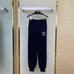 LV Leather Logo Wool Trousers