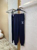 LV Leather Logo Wool Trousers - 图片 5