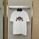 LV Double Dog Embroidery Printed Pearl Short Sleeve