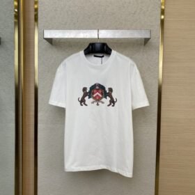 LV Double Dog Embroidery Printed Pearl Short Sleeve