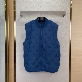 LV logo jacquard embroidered waistcoat sapphire blue