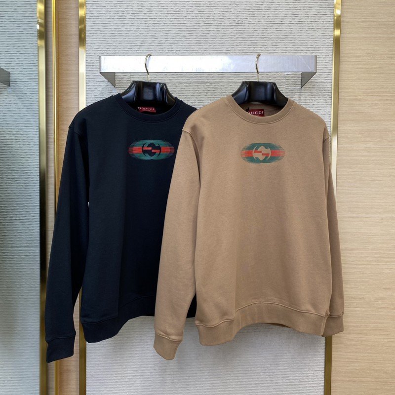 wsxc1734911805903_0.jpg Gucci Logo Print Crew Neck Sweatshirt Black - 图片 1