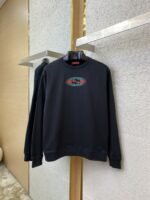 Gucci Logo Print Crew Neck Sweatshirt Black - 图片 5