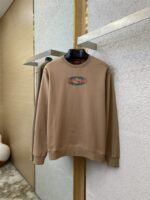 Gucci Logo Print Crew Neck Sweatshirt Khaki - 图片 5