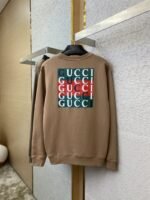 Gucci Logo Print Crew Neck Sweatshirt Khaki - 图片 6