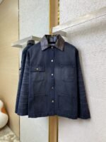 Prada 24SS Leather Collar workwear Jacket Coat Blue - 图片 5