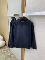 Prada 24SS Leather Collar workwear Jacket Coat Blue - 图片 8