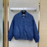 Miu Miu Washed Denim Zip Jacket Coat