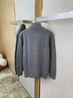 Prada Wool Embroidered Zip Cardigan Grey - 图片 8