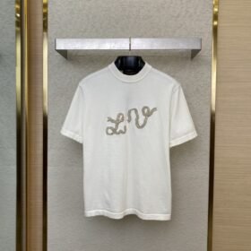 LV Beaded Embroidery Short Sleeve T-Shirt