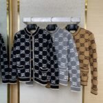 Gucci Shearling Jacquard Knit Cardigan Grey