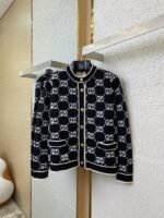 Gucci Shearling Jacquard Knit Cardigan Black - 图片 5