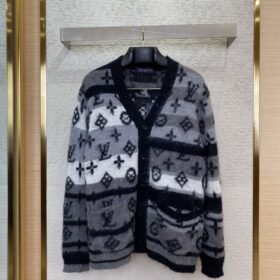 LV Old Flower Colour Block Mohair Cardigan