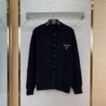 Prada Appliquéd Wool Cardigan Black