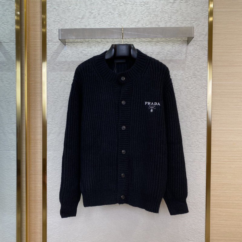 wsxc1735617237159_0.jpg Prada Appliquéd Wool Cardigan Black - 图片 1