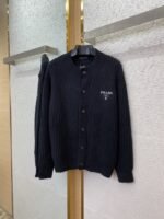 Prada Appliquéd Wool Cardigan Black - 图片 5