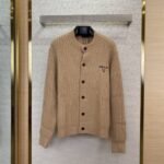Prada Appliquéd Wool Cardigan Khaki