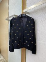 LV logo embroidered knitted wool cardigan - 图片 5
