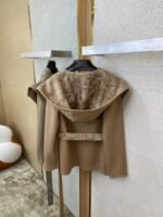 Dior Short Cape Cashmere Coat Khaki - 图片 8