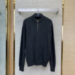 LV logo jacquard half-zip jumper