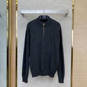 LV logo jacquard half-zip jumper