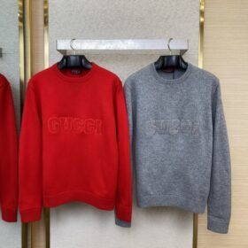 Gucci Monogrammed Wool Crew Neck Sweater Grey