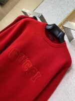 Gucci Monogrammed Wool Crew Neck Sweater Red - 图片 6