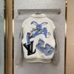 LV Bugs Bunny Leather Baseball Jersey Jacket Coat - 图片 2