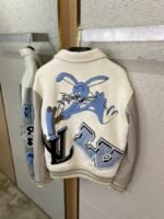 LV Bugs Bunny Leather Baseball Jersey Jacket Coat - 图片 8