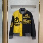 LV Patchwork Leather Baseball Jacket Coat