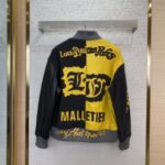 LV Patchwork Leather Baseball Jacket Coat - 图片 2
