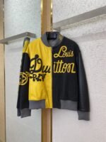 LV Patchwork Leather Baseball Jacket Coat - 图片 5