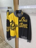 LV Patchwork Leather Baseball Jacket Coat - 图片 7