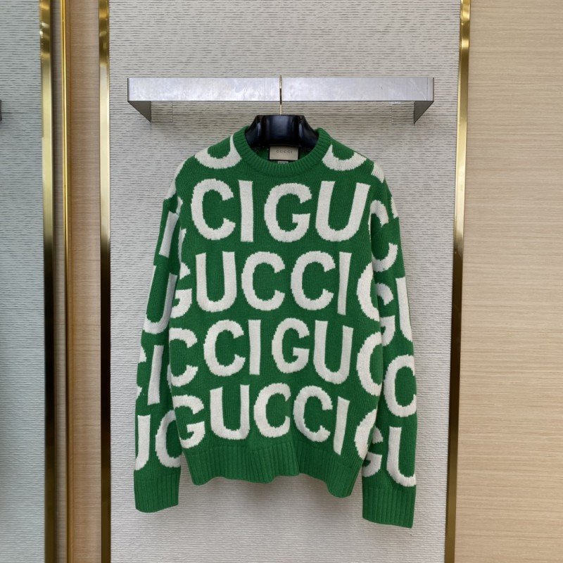 wsxc1736222190677_0.jpg Gucci Double G Monogram Jacquard Wool Crew Neck Sweater - 图片 1