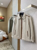 Miu Miu Monogrammed Logo Canvas Patchwork Leather Jacket Jacket - 图片 3