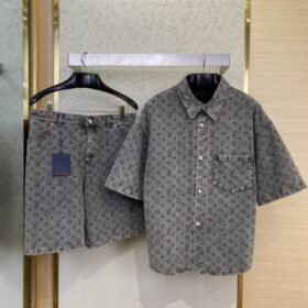 LV washed denim short sleeve shirt