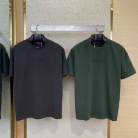 Gucci Embroidered Logo Round Neck Short Sleeve T-Shirt Green