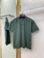 Gucci Embroidered Logo Round Neck Short Sleeve T-Shirt Green - 图片 5