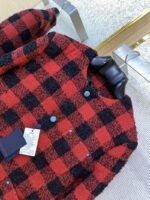 LV Check Turquoise Collarless Jacket Coat - 图片 6