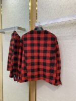 LV Check Turquoise Collarless Jacket Coat - 图片 7