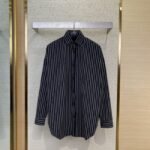 Balenciaga Monogrammed Striped Lapel Shirt